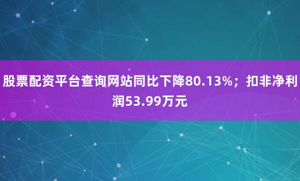 股票配资平台查询网站同比下降80.13%；扣非净利润53.99万元